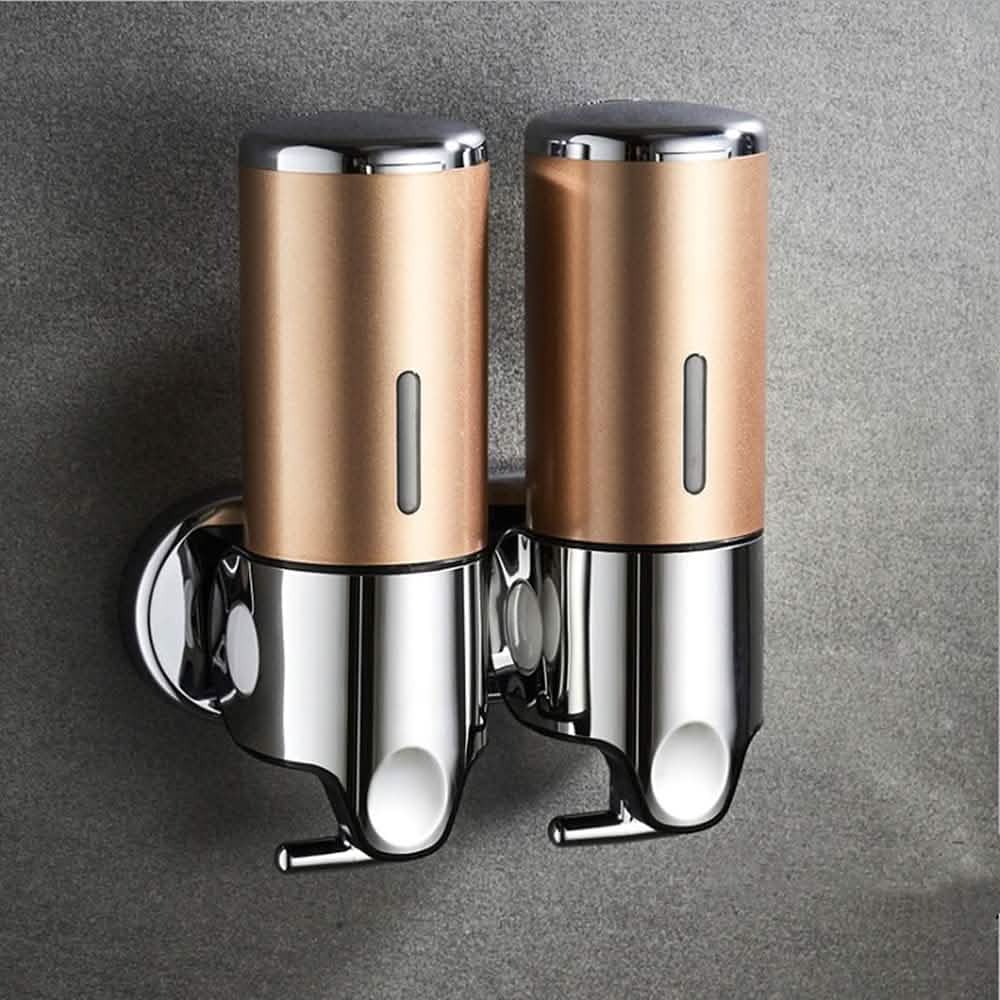 Wall Mounted Bathroom Shower Pump Dispenser Gold 2 Chamber Bath - Tophatter Daily Deals