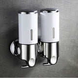 Wall Mounted Bathroom Shower Pump Dispenser White 2 Chamber Bath - Tophatter Daily Deals