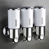 Wall Mounted Bathroom Shower Pump Dispenser White 3 Chamber Bath - Tophatter Daily Deals