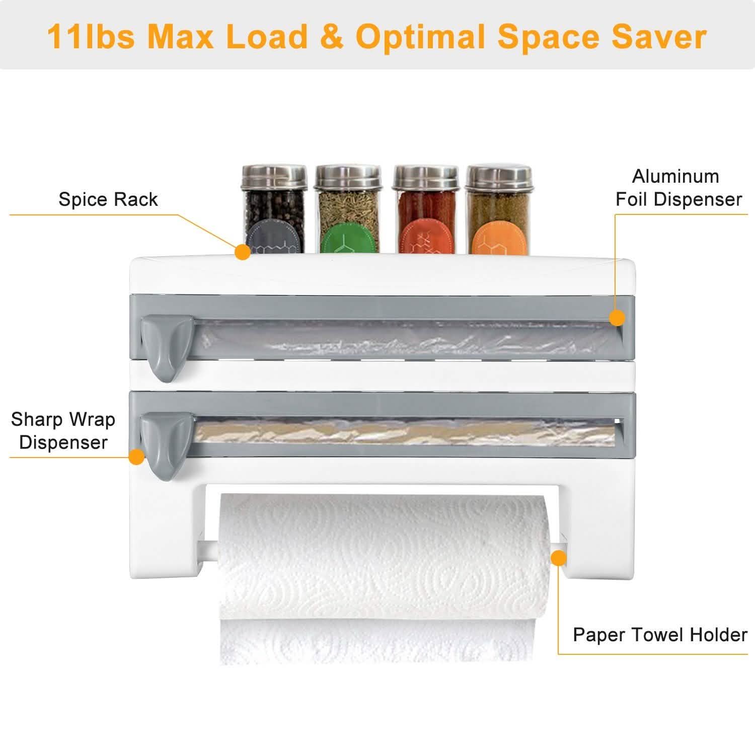Wall Mounted Kitchen Roll Dispenser with Cutter Kitchen Storage - Tophatter Daily Deals
