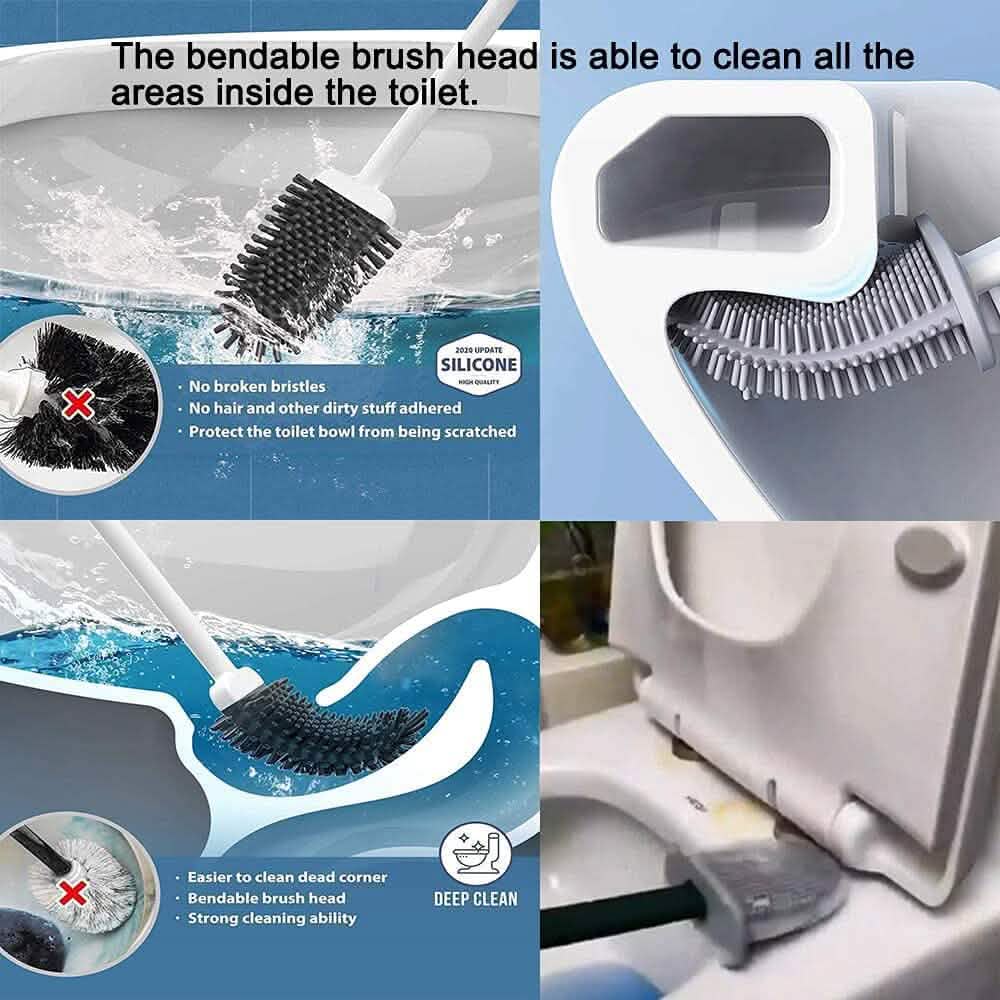 Wall Mounted Silicone Bathroom Brush and Holder Set Bath - Tophatter Daily Deals