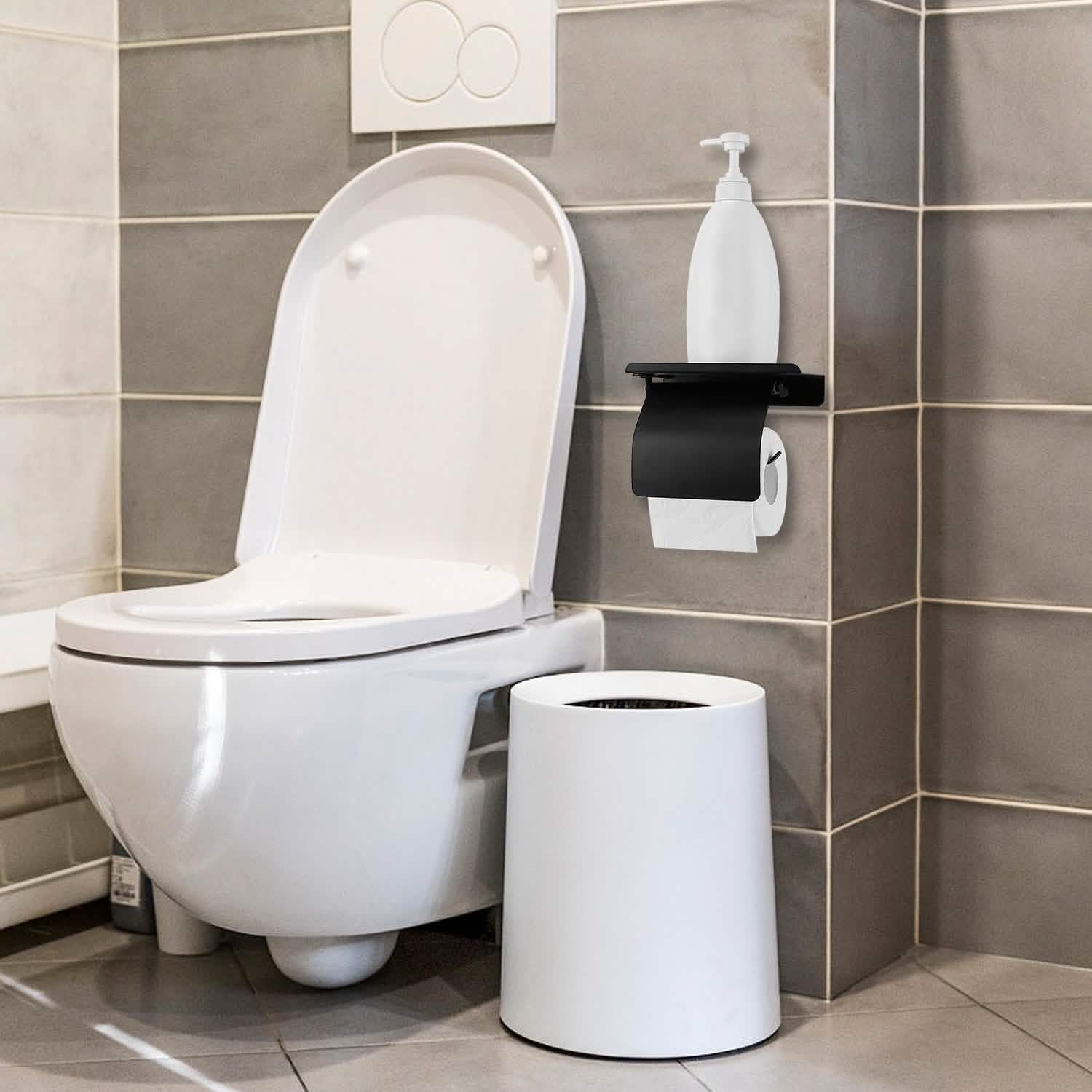 Wall Mounted Toilet Paper Holder with Phone Storage Rack Bath - Tophatter Daily Deals