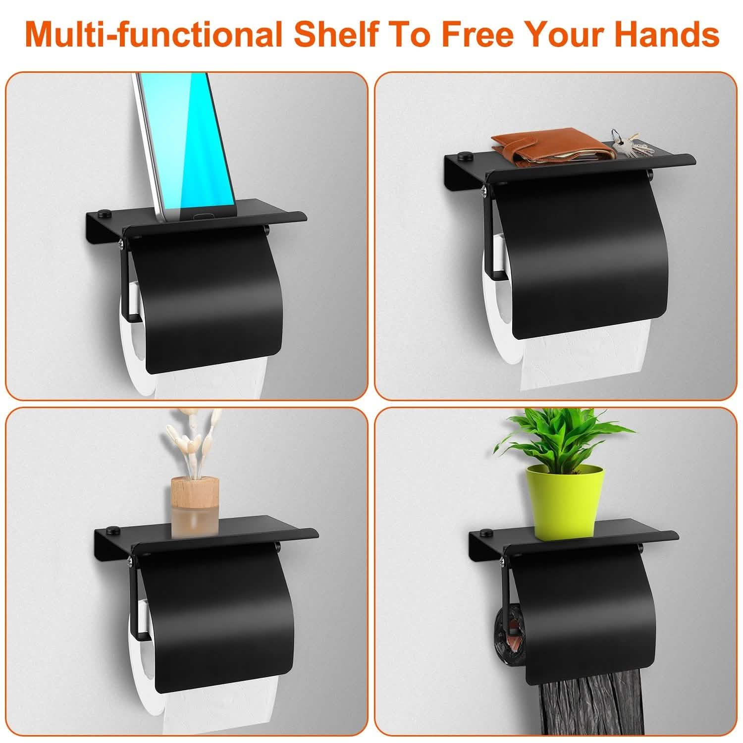 Wall Mounted Toilet Paper Holder with Phone Storage Rack Bath - Tophatter Daily Deals