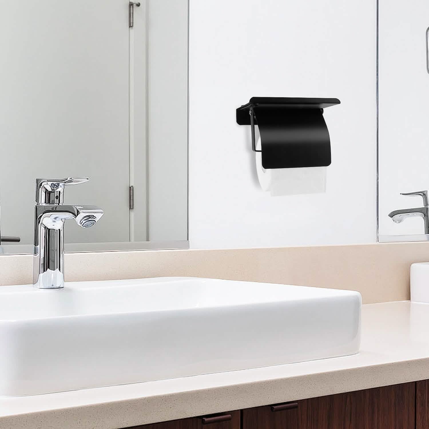 Wall Mounted Toilet Paper Holder with Phone Storage Rack Bath - Tophatter Daily Deals