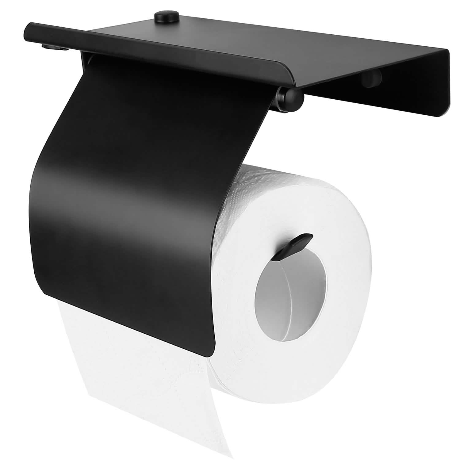 Wall Mounted Toilet Paper Holder with Phone Storage Rack Bath - Tophatter Daily Deals