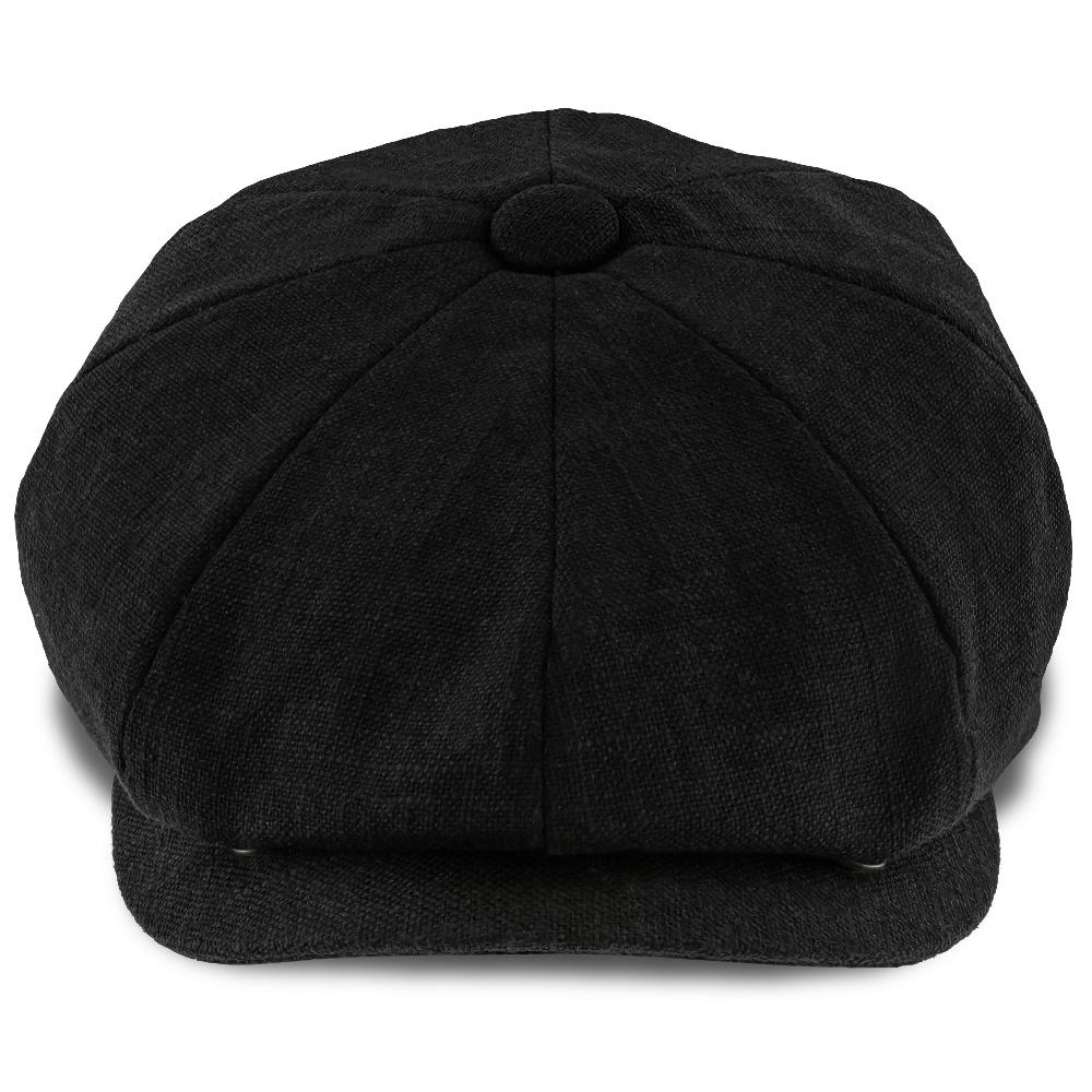 Boardwalk - Walrus Hats Black Linen/Cotton Blend 8 Panel Newsboy Cap Newsboy - Tophatter Daily Deals