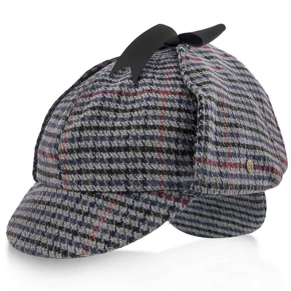 Fox & Hound - Walrus Hats Multi-colored Wool Blend Checkered Sherlock Holmes Deerstalker Hat Sherlock - Tophatter Daily Deals