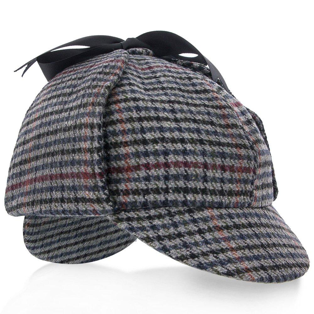 Fox & Hound - Walrus Hats Multi-colored Wool Blend Checkered Sherlock Holmes Deerstalker Hat Sherlock - Tophatter Daily Deals