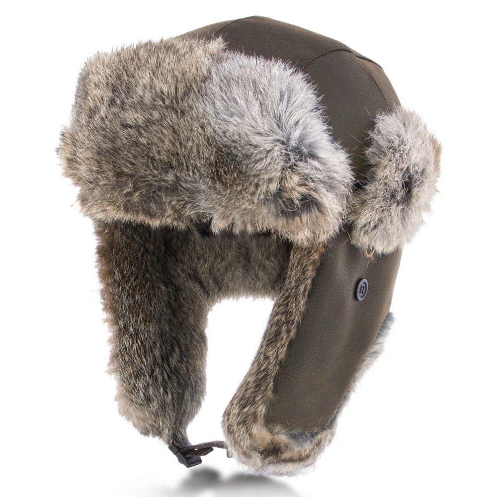 Walrus Hats Genuine Rabbit Fur Brown Trapper Hat Trapper - Tophatter Daily Deals