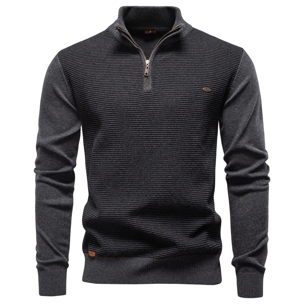 Warm Luxury Cotton Autumn Winter Casual Turtleneck Mens Sweaters Dark Grey Men's Clothing - Tophatter Daily Deals