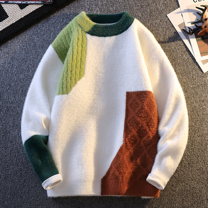 Winter Warm Round Neck Knitted Sweater Men's Clothing - Tophatter Daily Deals