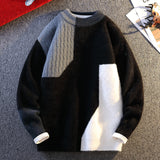 Winter Warm Round Neck Knitted Sweater Black Men's Clothing - Tophatter Daily Deals