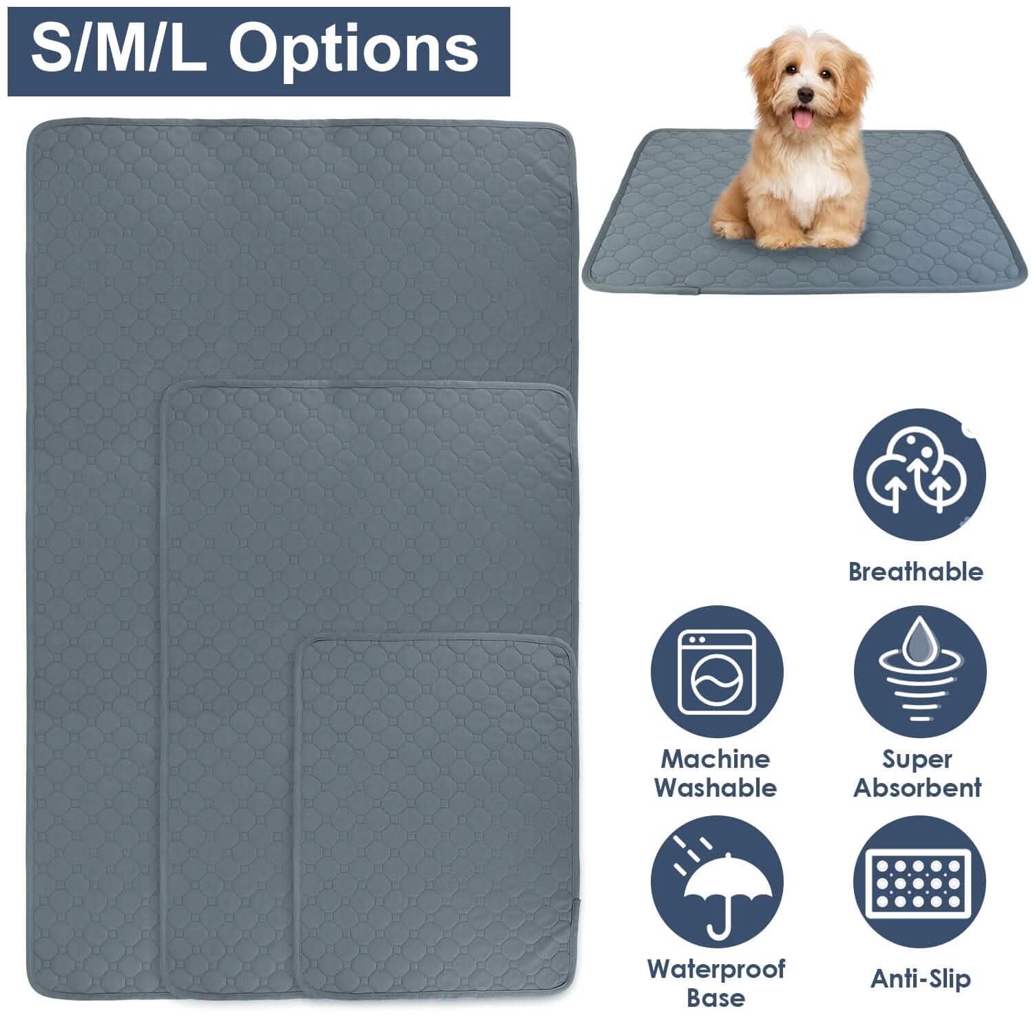 Washable Dog Pee Pad Reusable Puppy Potty Training Pads Pet Supplies - Tophatter Daily Deals