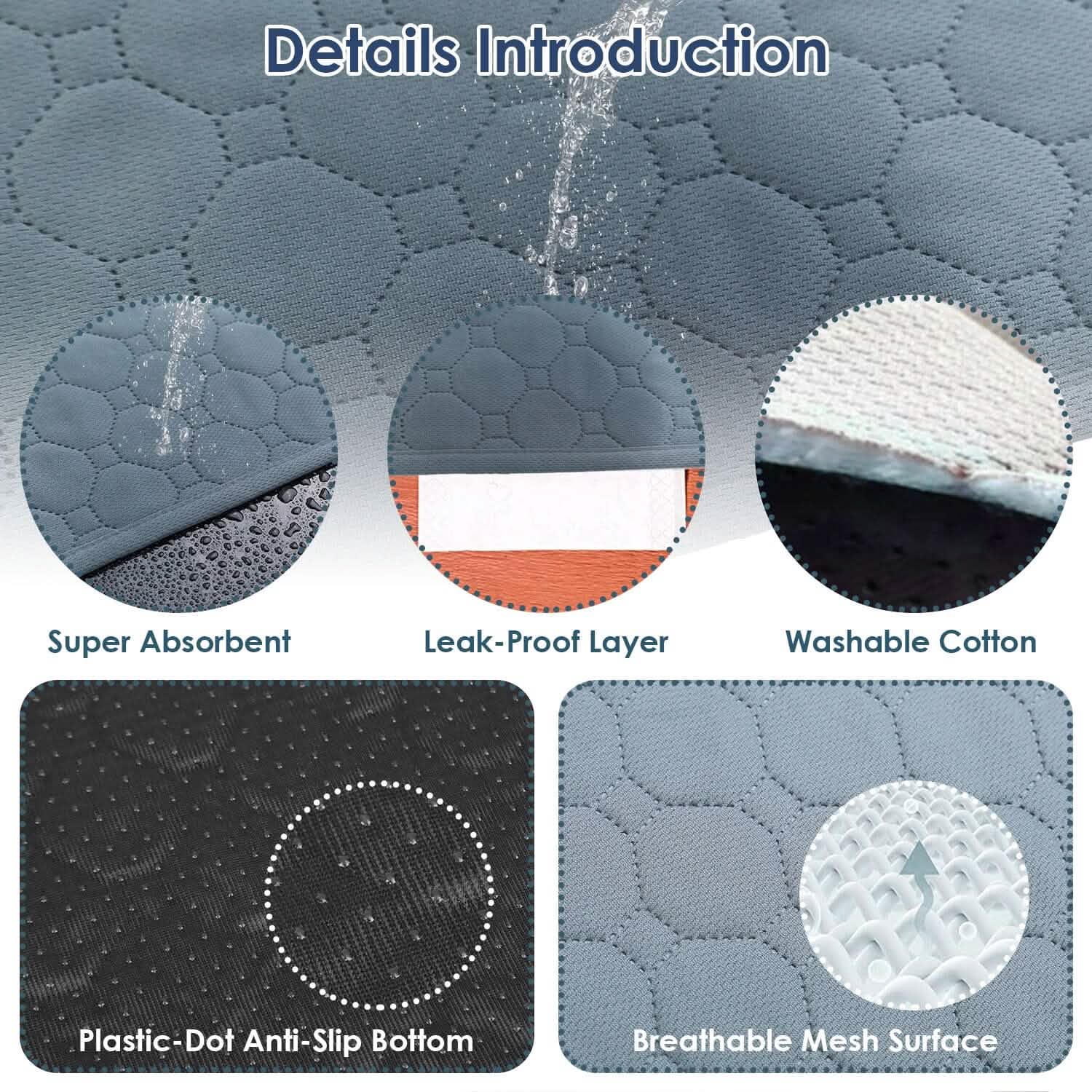 Washable Dog Pee Pad Reusable Puppy Potty Training Pads Pet Supplies - Tophatter Daily Deals