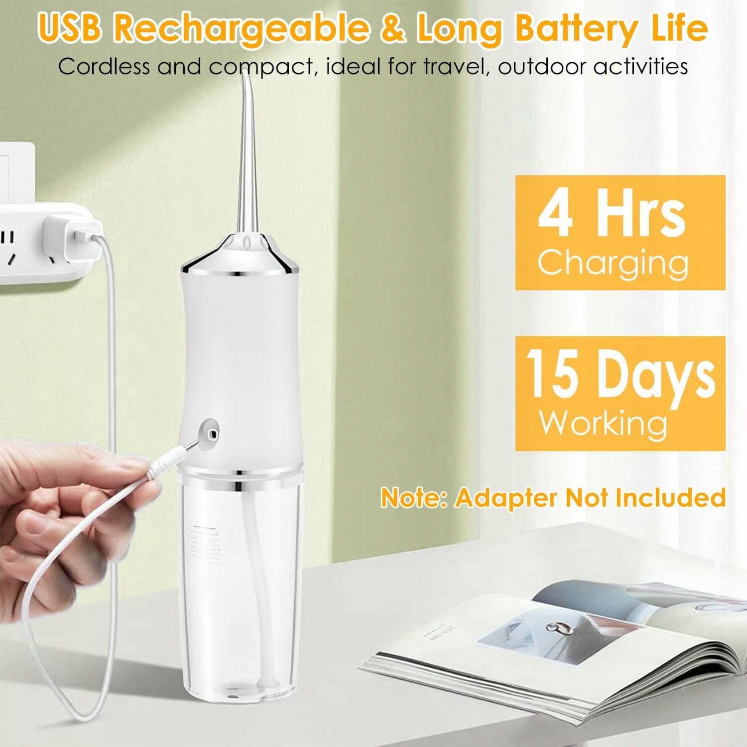 Water Flosser Cordless Dental Oral Irrigator Waterproof Teeth Cleaner Beauty & Personal Care - Tophatter Daily Deals
