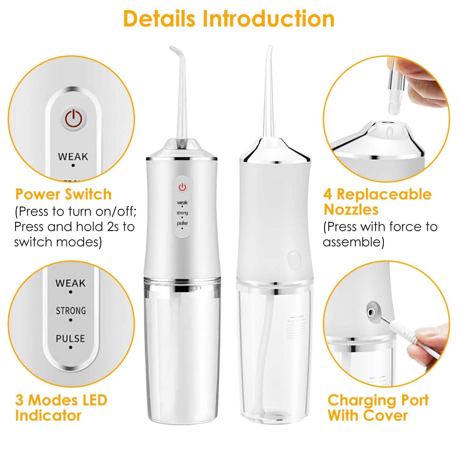 Water Flosser Cordless Dental Oral Irrigator Waterproof Teeth Cleaner Beauty & Personal Care - Tophatter Daily Deals