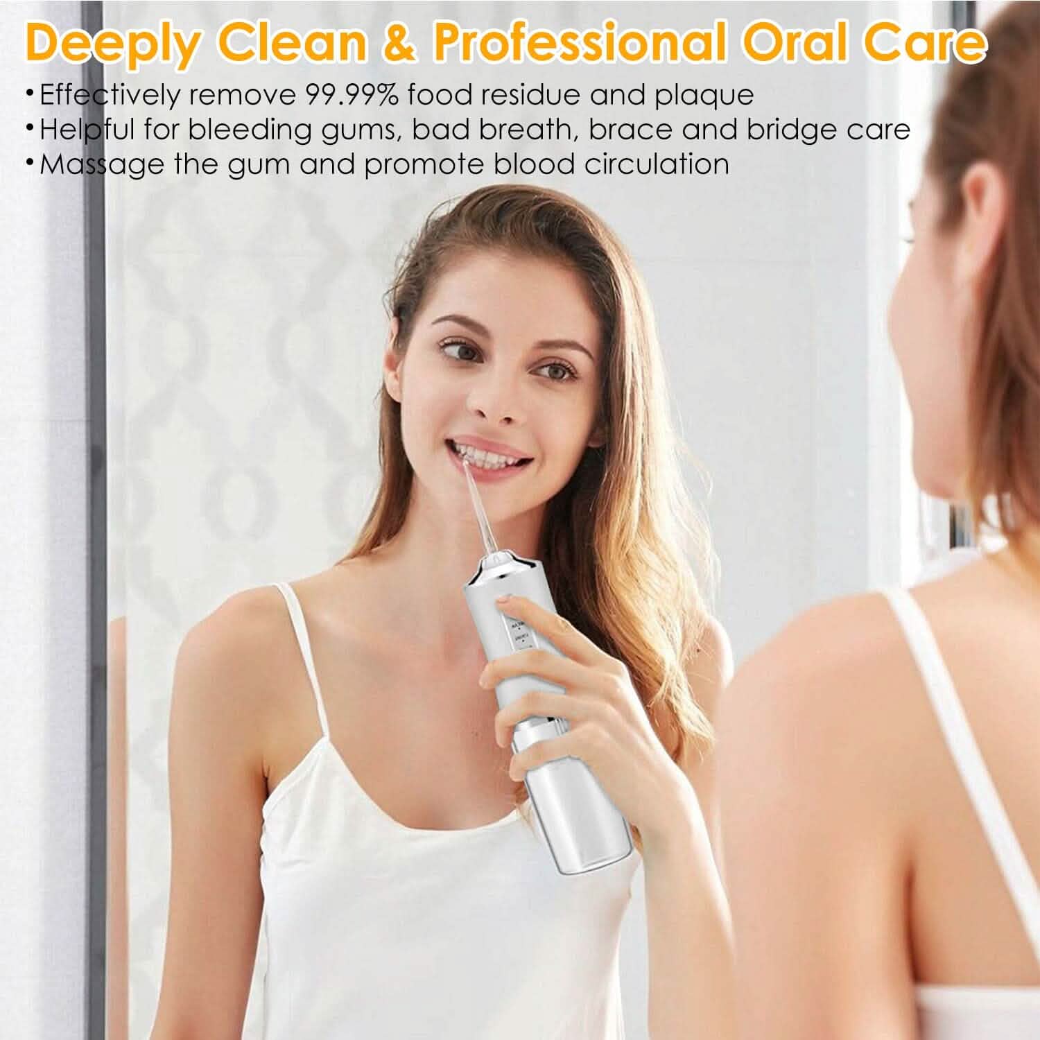 Water Flosser Cordless Dental Oral Irrigator Waterproof Teeth Cleaner Beauty & Personal Care - Tophatter Daily Deals