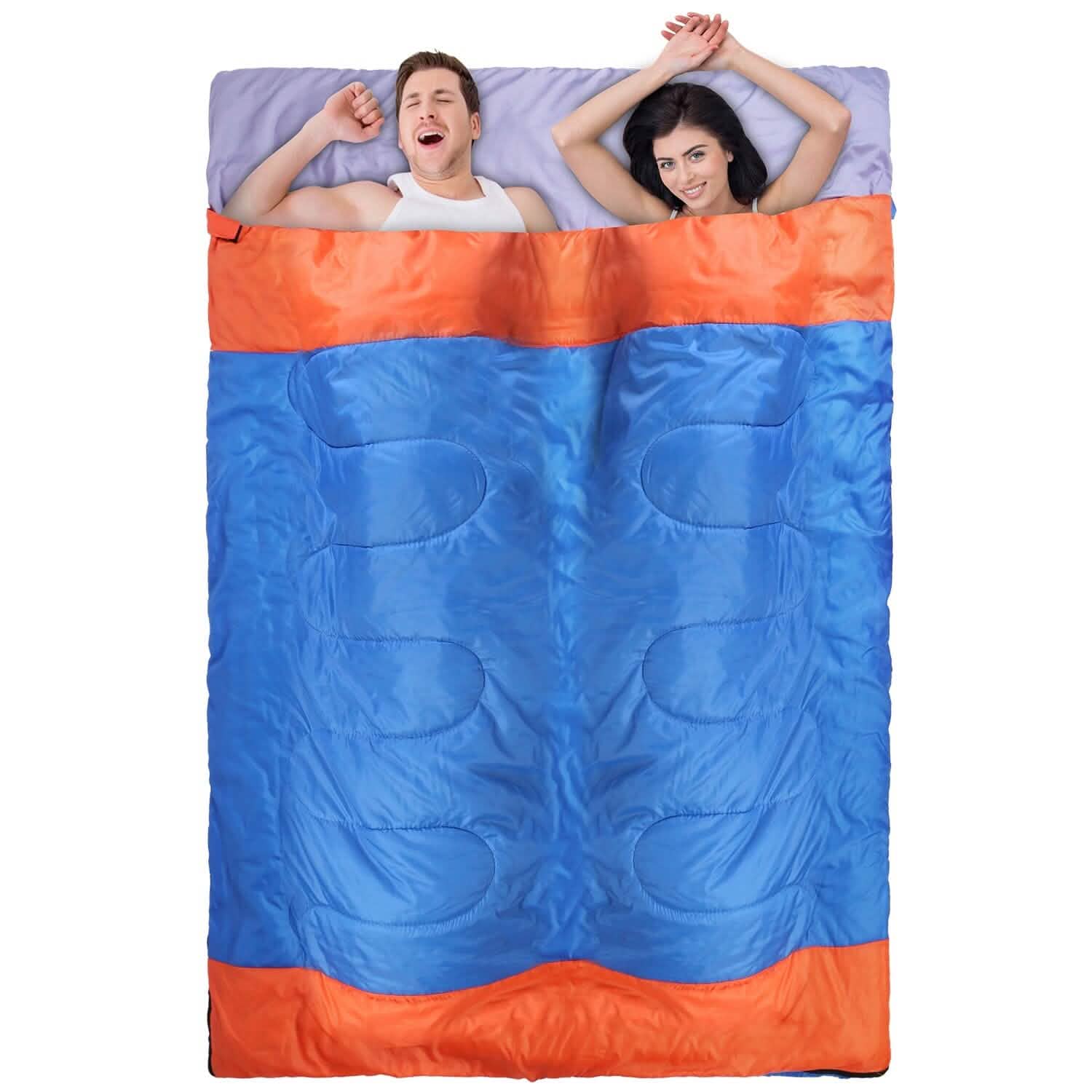 Water Resistant Camping Cotton Liner Sleeping Bag with Sack 2 Person Outdoor Recreation - Tophatter Daily Deals