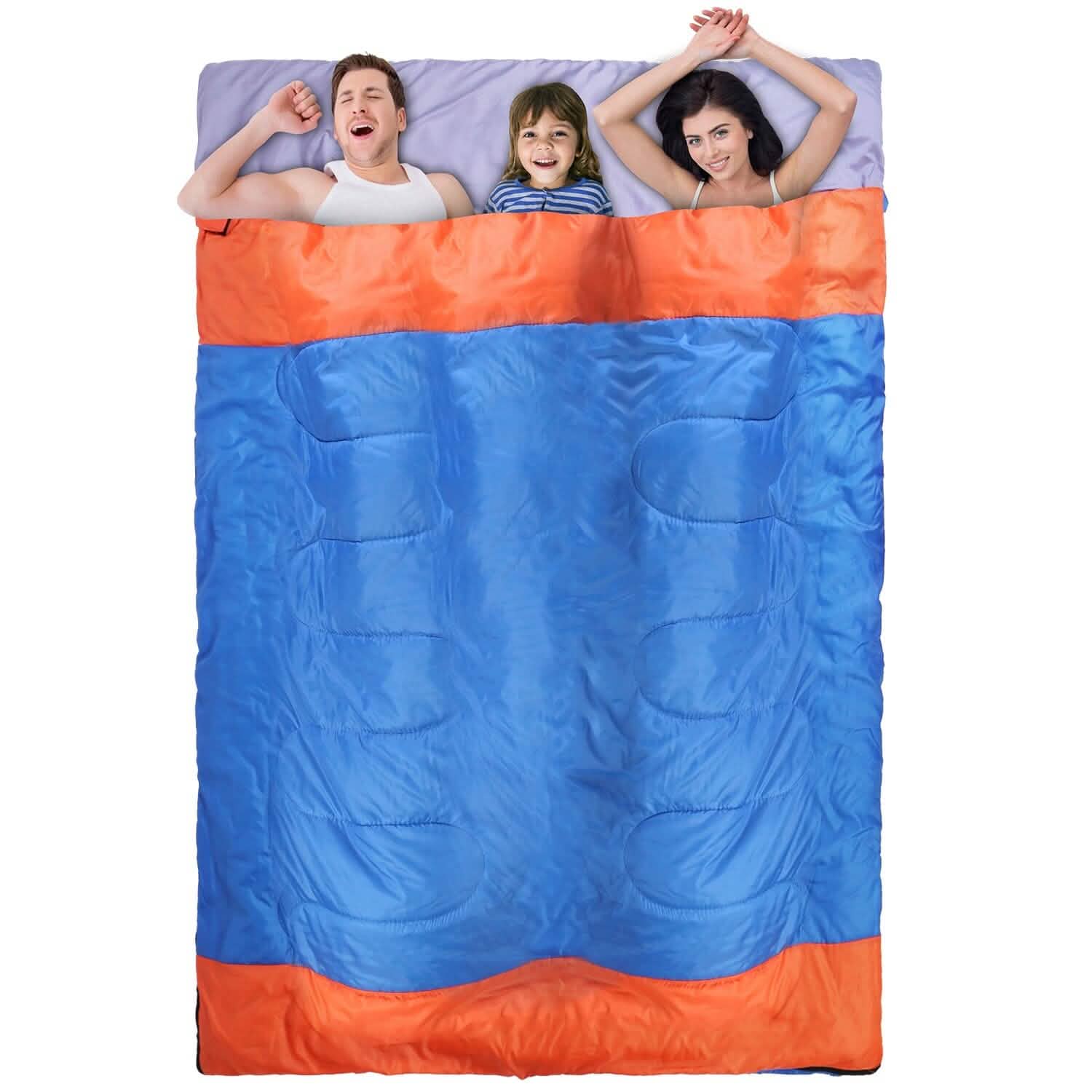 Water Resistant Camping Cotton Liner Sleeping Bag with Sack 3 Person Outdoor Recreation - Tophatter Daily Deals