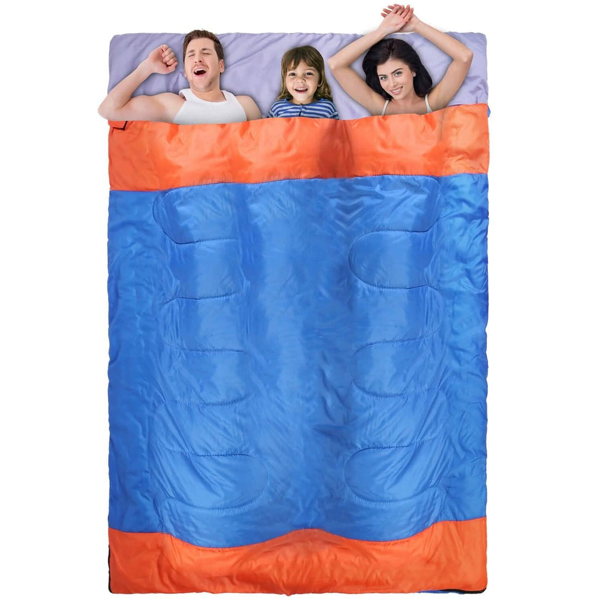 Water Resistant Camping Cotton Liner Sleeping Bag with Sack 3 Person Outdoor Recreation - Tophatter Daily Deals