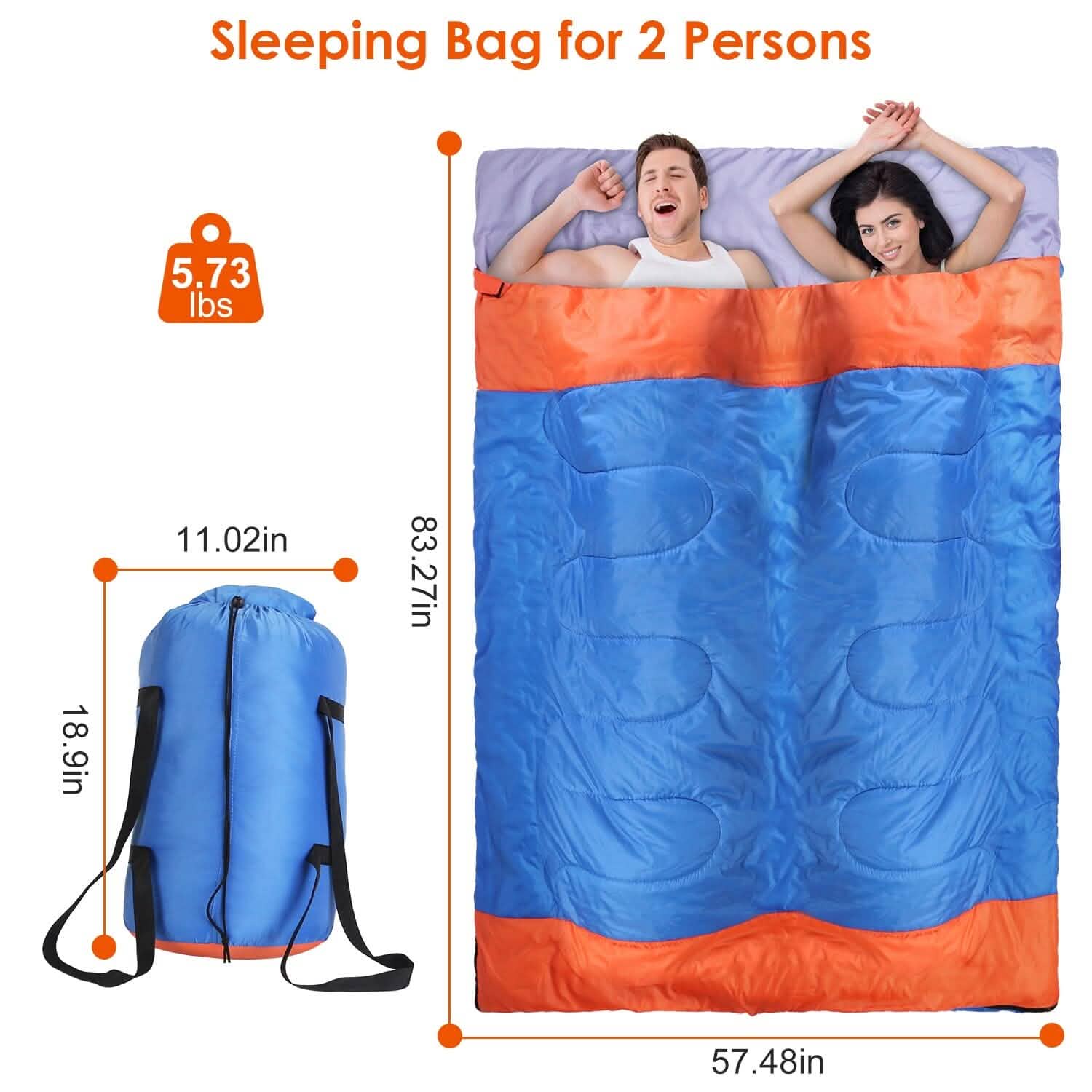 Water Resistant Camping Cotton Liner Sleeping Bag with Sack Outdoor Recreation - Tophatter Daily Deals