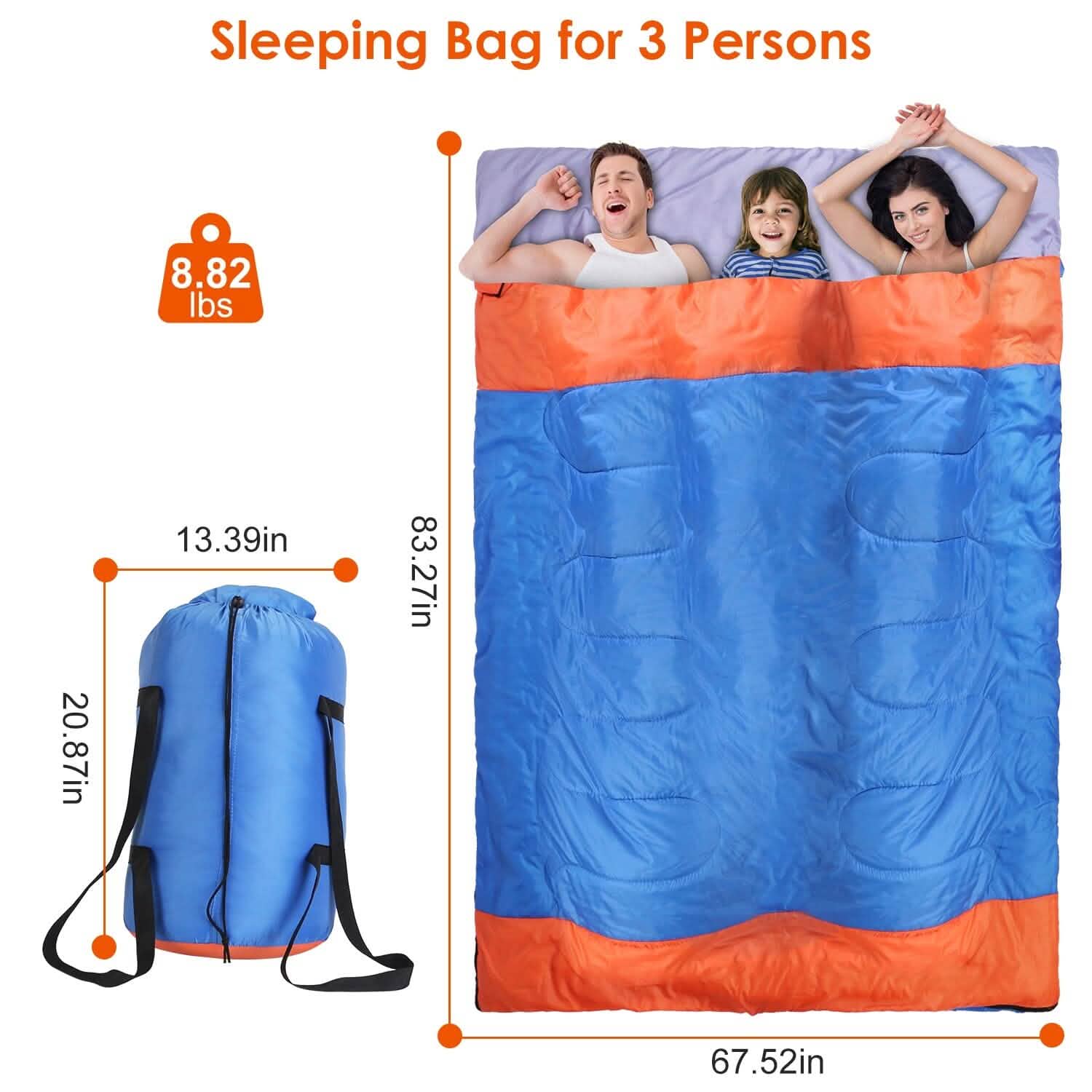 Water Resistant Camping Cotton Liner Sleeping Bag with Sack Outdoor Recreation - Tophatter Daily Deals