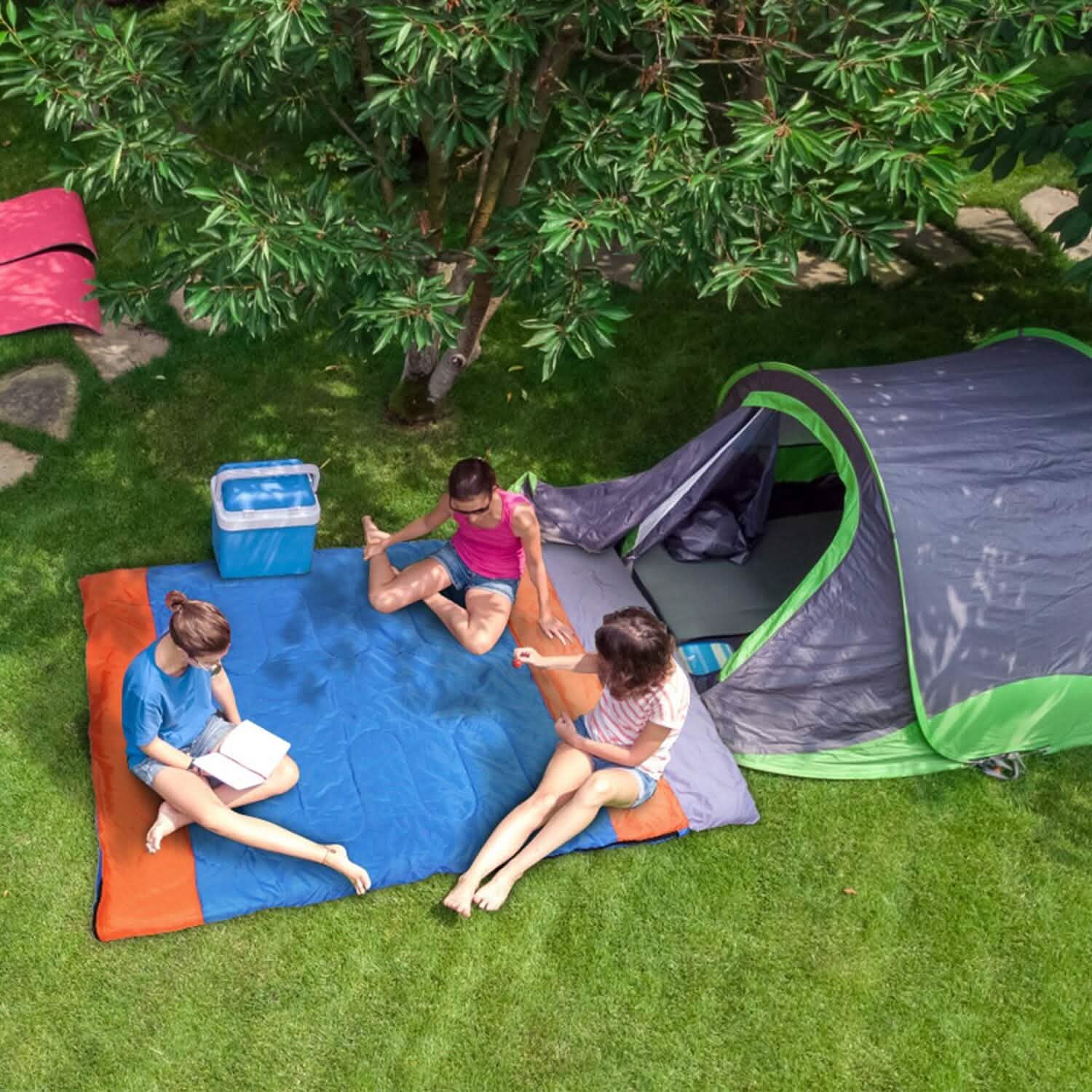 Water Resistant Camping Cotton Liner Sleeping Bag with Sack Outdoor Recreation - Tophatter Daily Deals