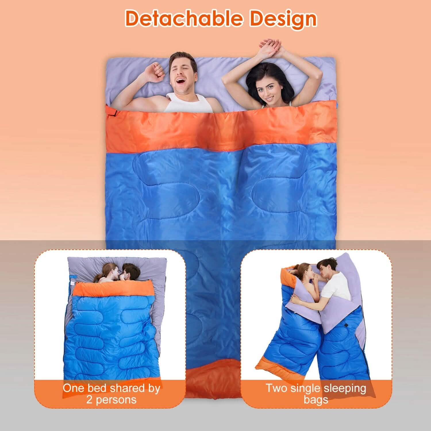 Water Resistant Camping Cotton Liner Sleeping Bag with Sack Outdoor Recreation - Tophatter Daily Deals
