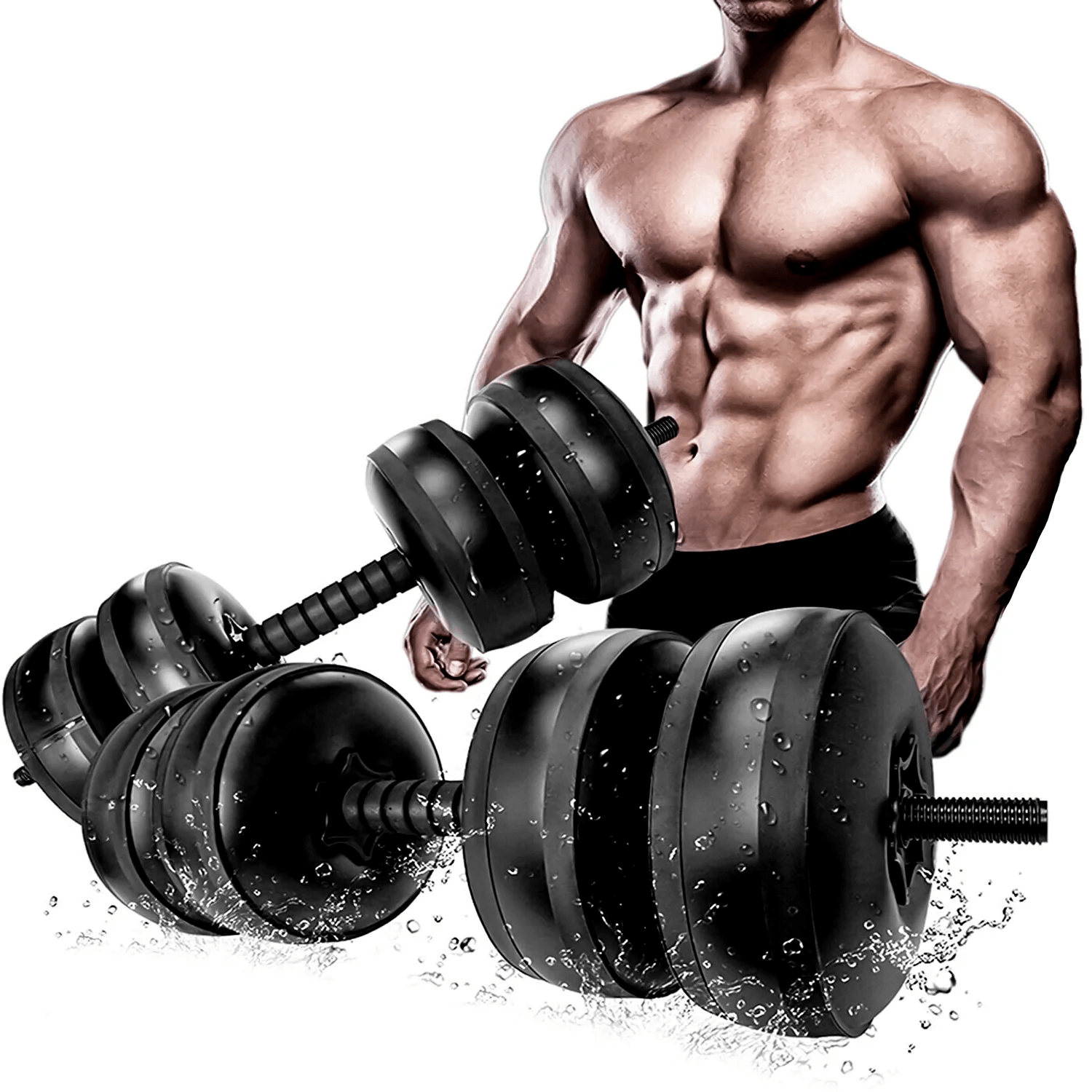 Water Dumbbells - 20-25 KG Water Filled Dumbbells Set Portable PVC Travel Dumbbeells - Tophatter Daily Deals