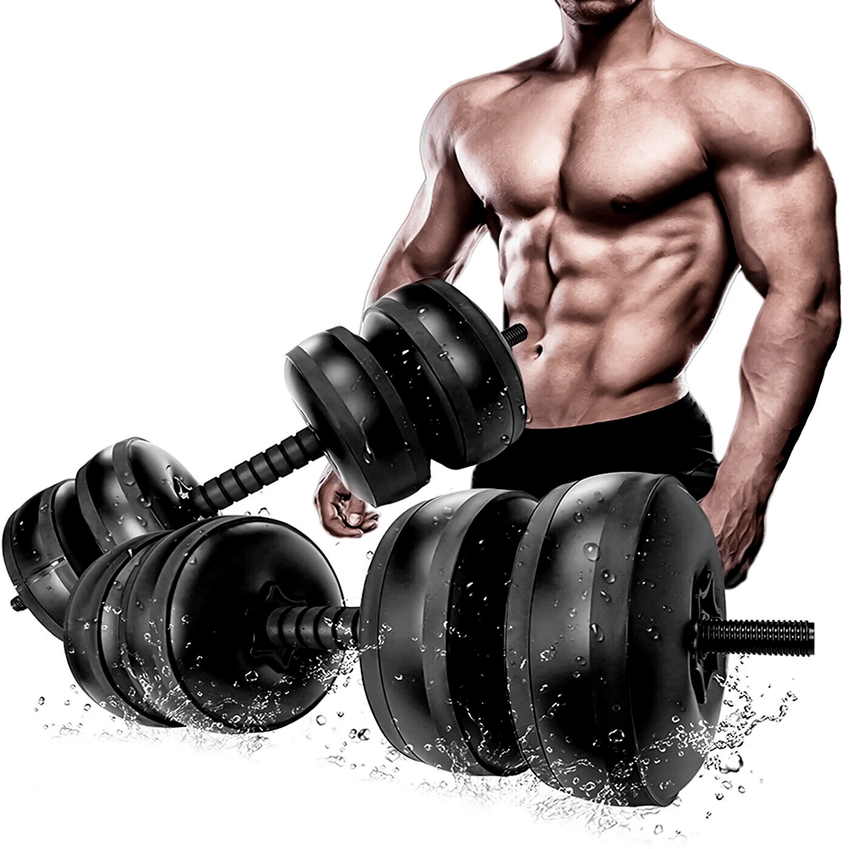 Water Dumbbells - 20-25 KG Water Filled Dumbbells Set Portable PVC Travel Dumbbeells - Tophatter Daily Deals