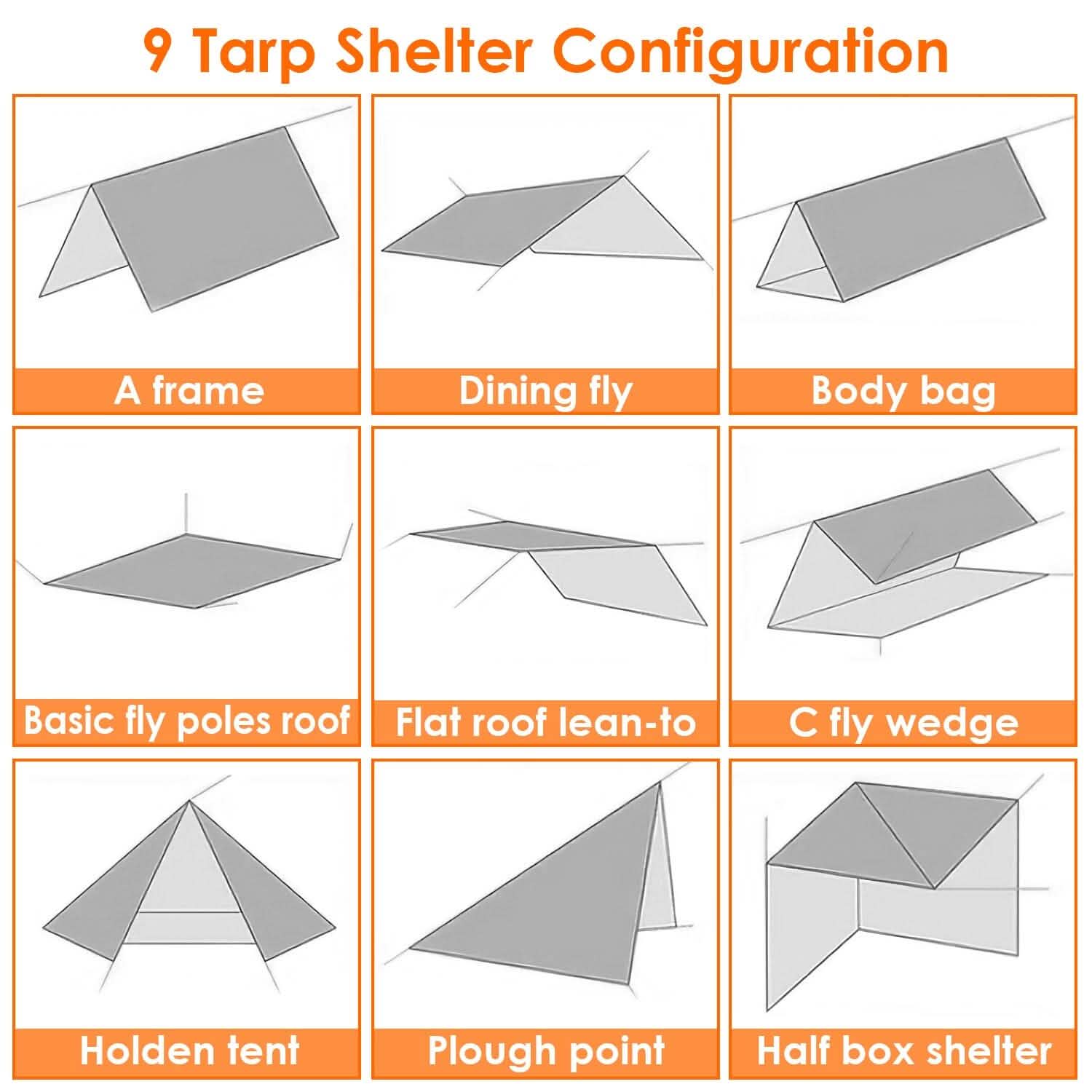 Waterproof Camping Tarp Kit Tent Canopy Awning Portable Rain Fly Outdoor Recreation - Tophatter Daily Deals