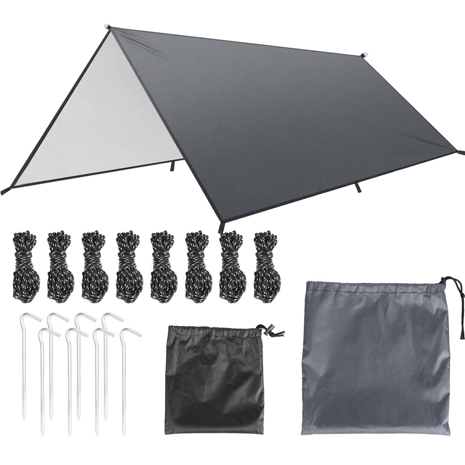 Waterproof Camping Tarp Kit Tent Canopy Awning Portable Rain Fly Outdoor Recreation - Tophatter Daily Deals