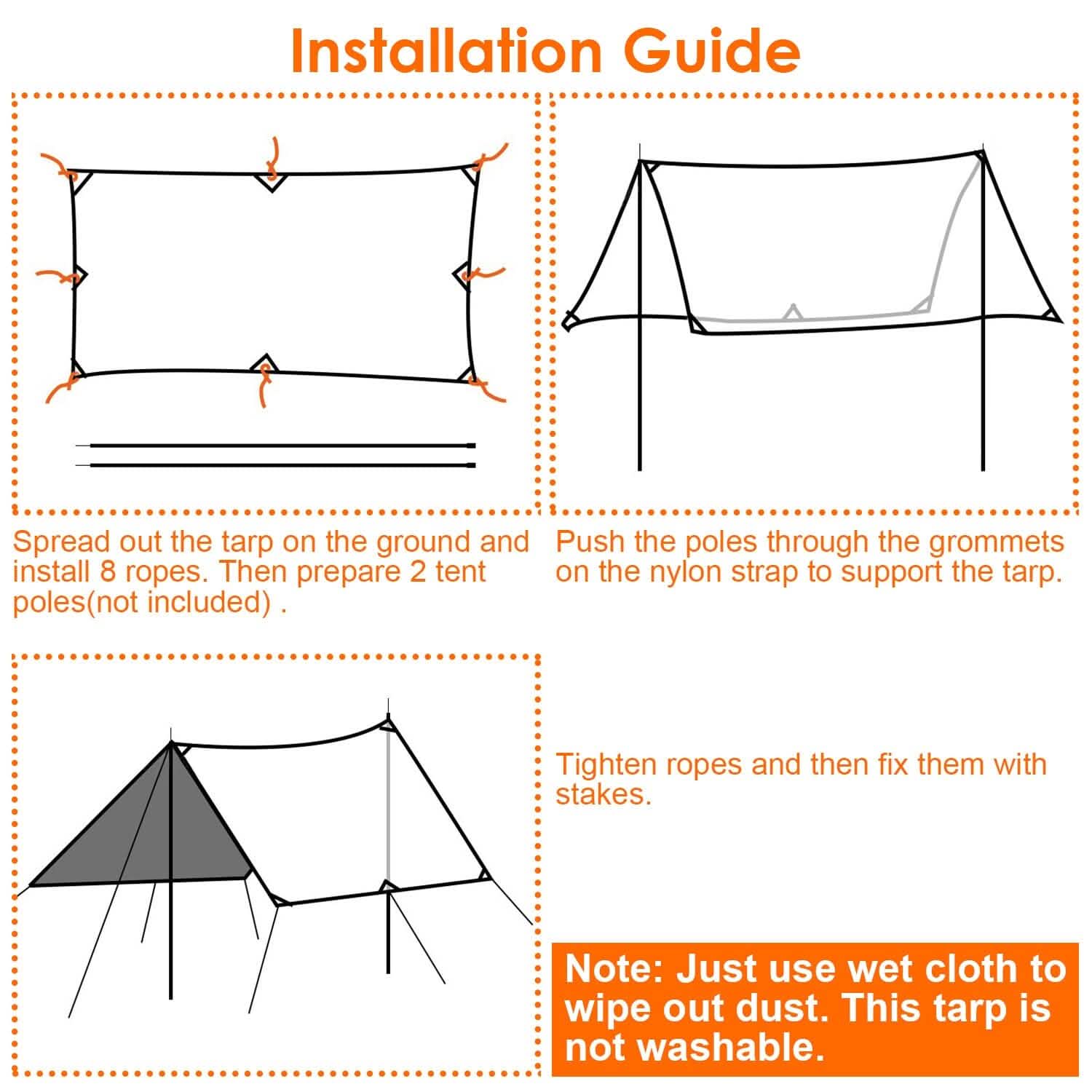 Waterproof Camping Tarp Kit Tent Canopy Awning Portable Rain Fly Outdoor Recreation - Tophatter Daily Deals