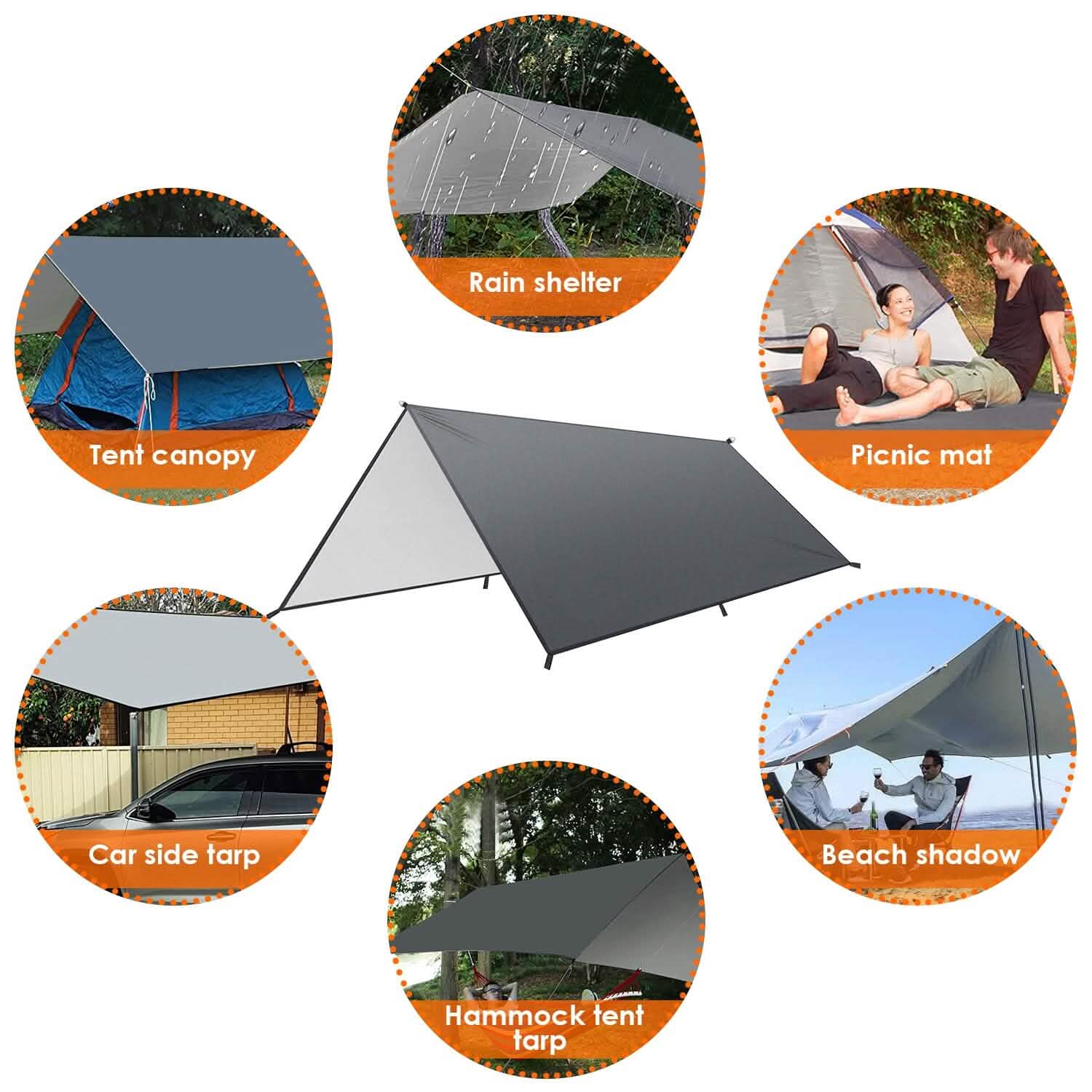Waterproof Camping Tarp Kit Tent Canopy Awning Portable Rain Fly Outdoor Recreation - Tophatter Daily Deals