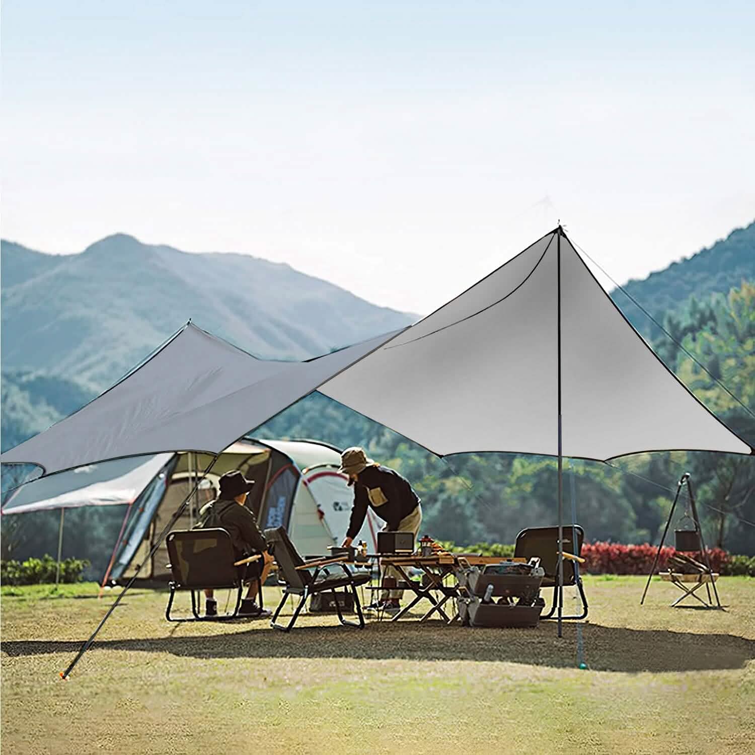 Waterproof Camping Tarp Kit Tent Canopy Awning Portable Rain Fly Outdoor Recreation - Tophatter Daily Deals