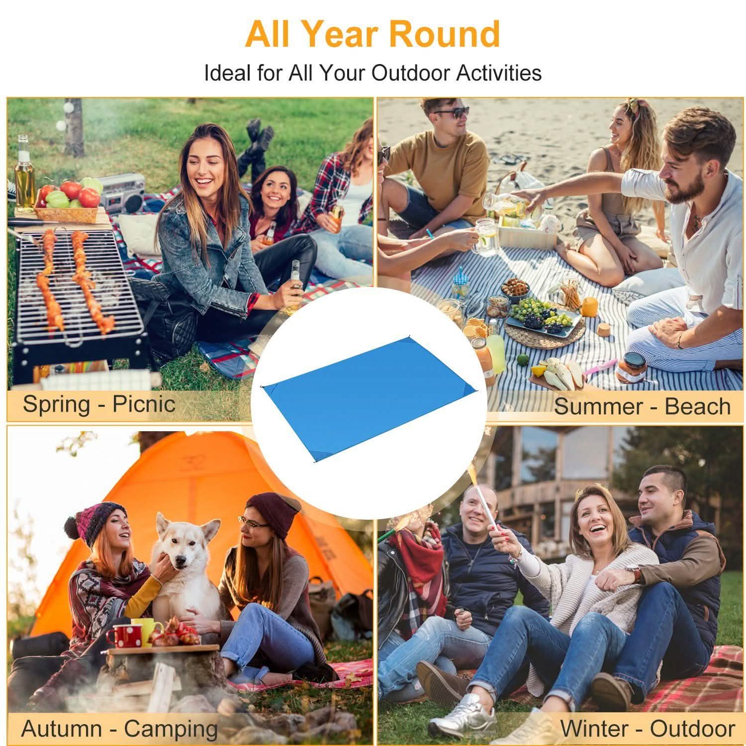 Waterproof Foldable Camping Rug Pocket Sand Proof Picnic Mat Outdoor Recreation - Tophatter Daily Deals