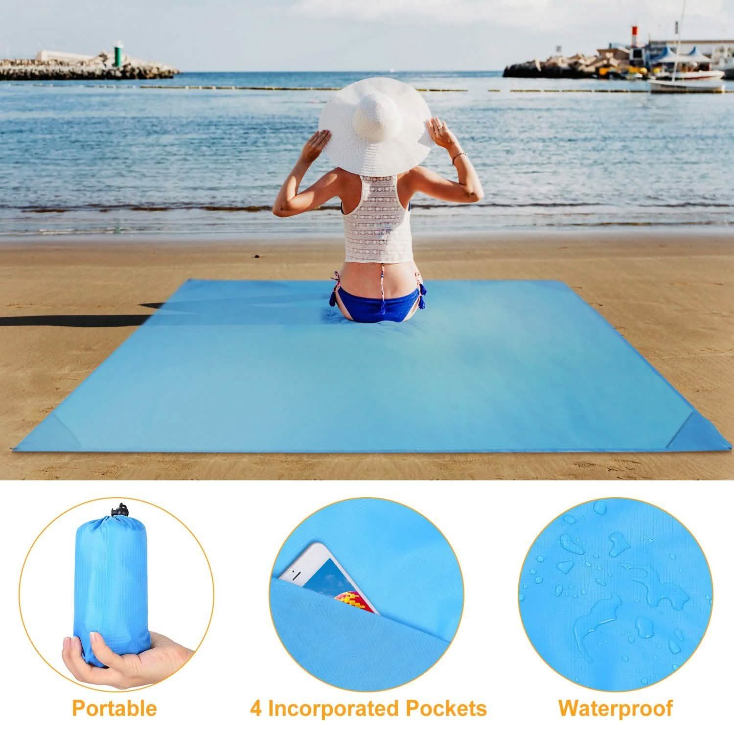 Waterproof Foldable Camping Rug Pocket Sand Proof Picnic Mat Outdoor Recreation - Tophatter Daily Deals