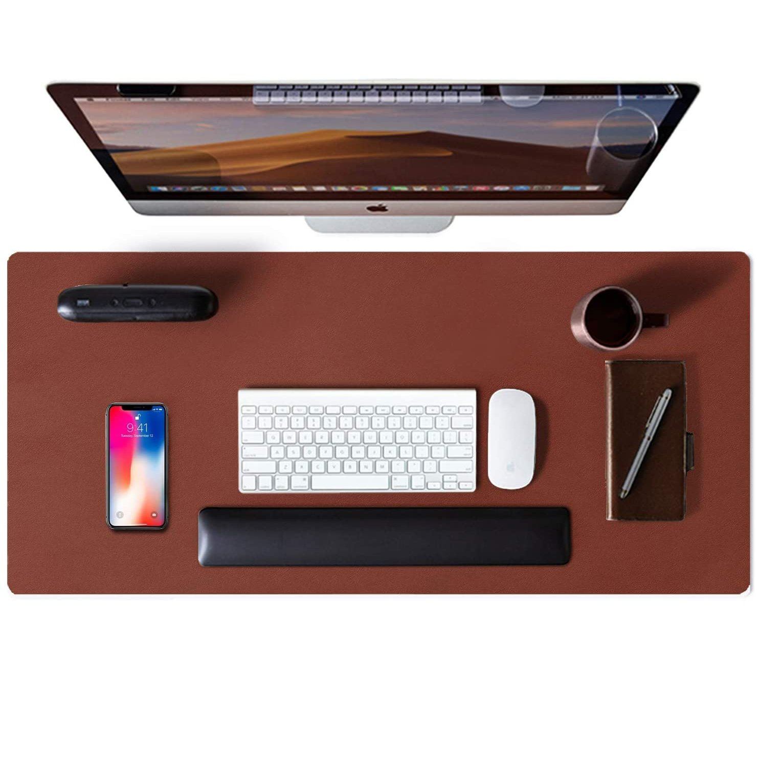 Waterproof Leather Desk Writing Pad for Office and Home Brown Desk Pad - Tophatter Daily Deals