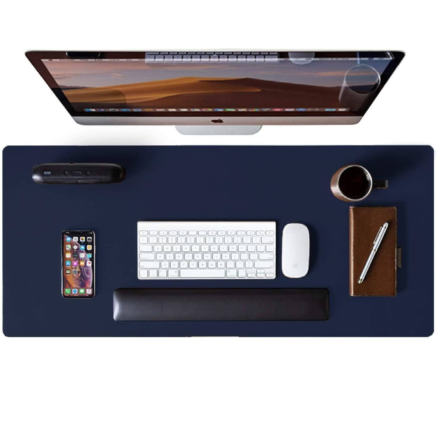 Waterproof Leather Desk Writing Pad for Office and Home Dark Blue Desk Pad - Tophatter Daily Deals