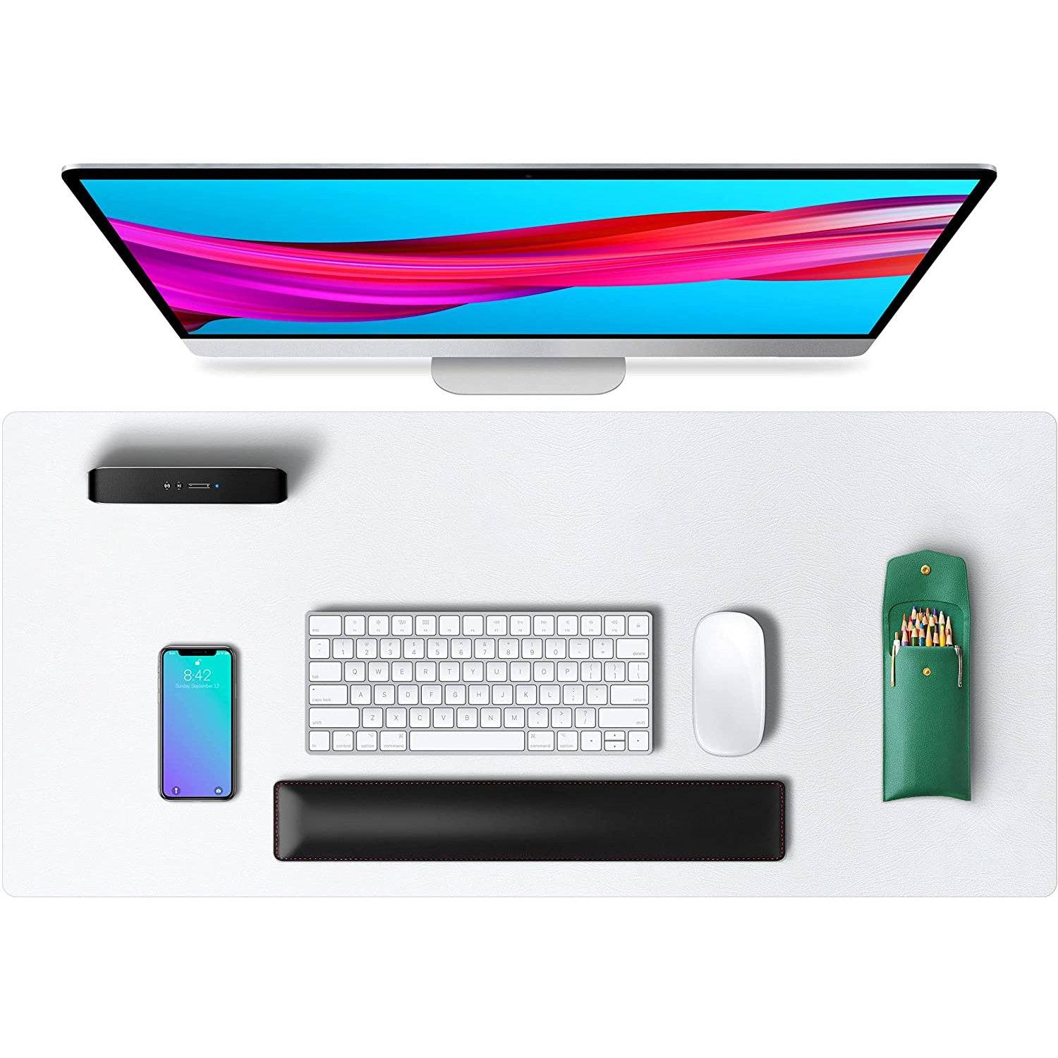 Waterproof Leather Desk Writing Pad for Office and Home White Desk Pad - Tophatter Daily Deals