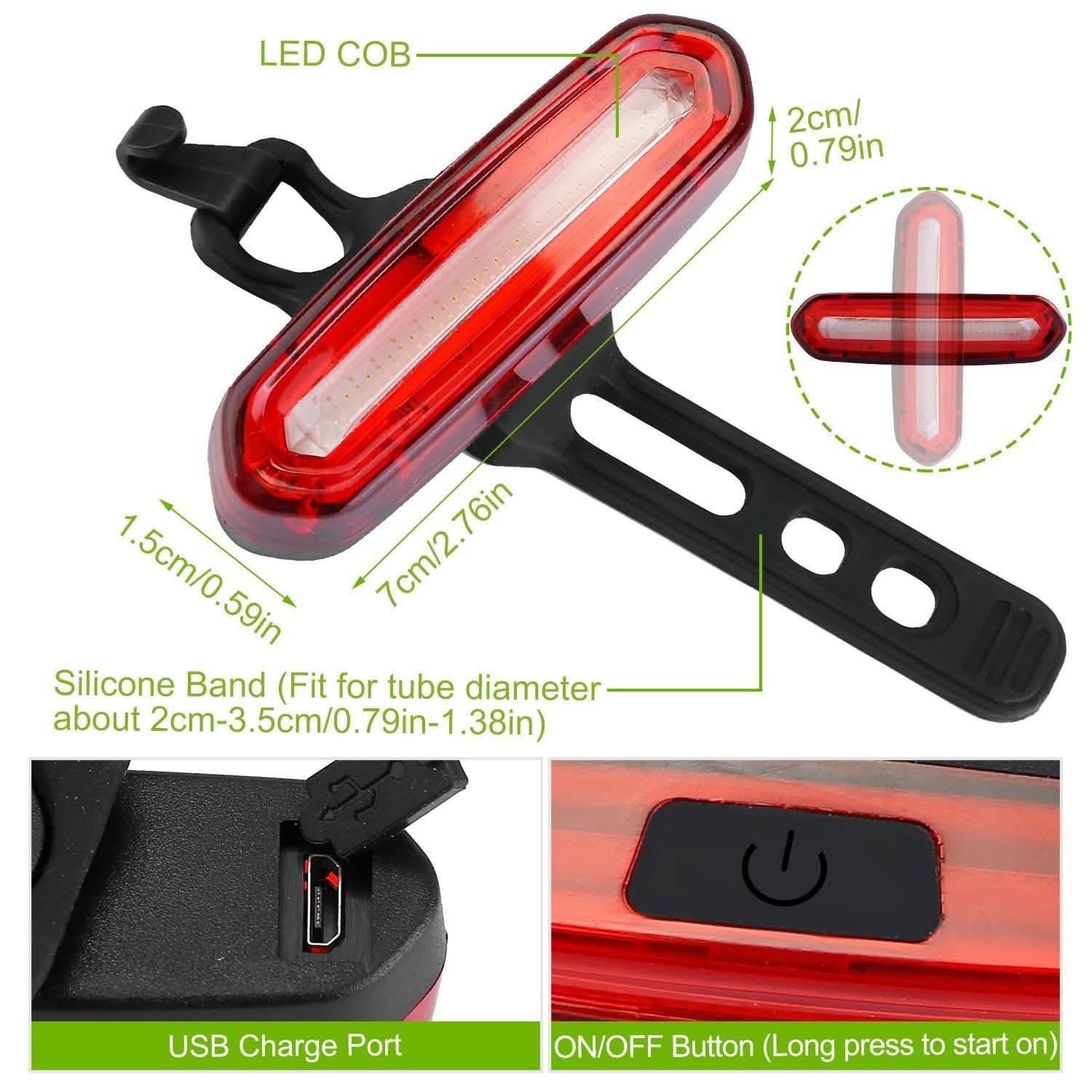 Waterproof USB Rechargeable LED Bicycle Tail Warning Lamp Outdoor Recreation - Tophatter Daily Deals