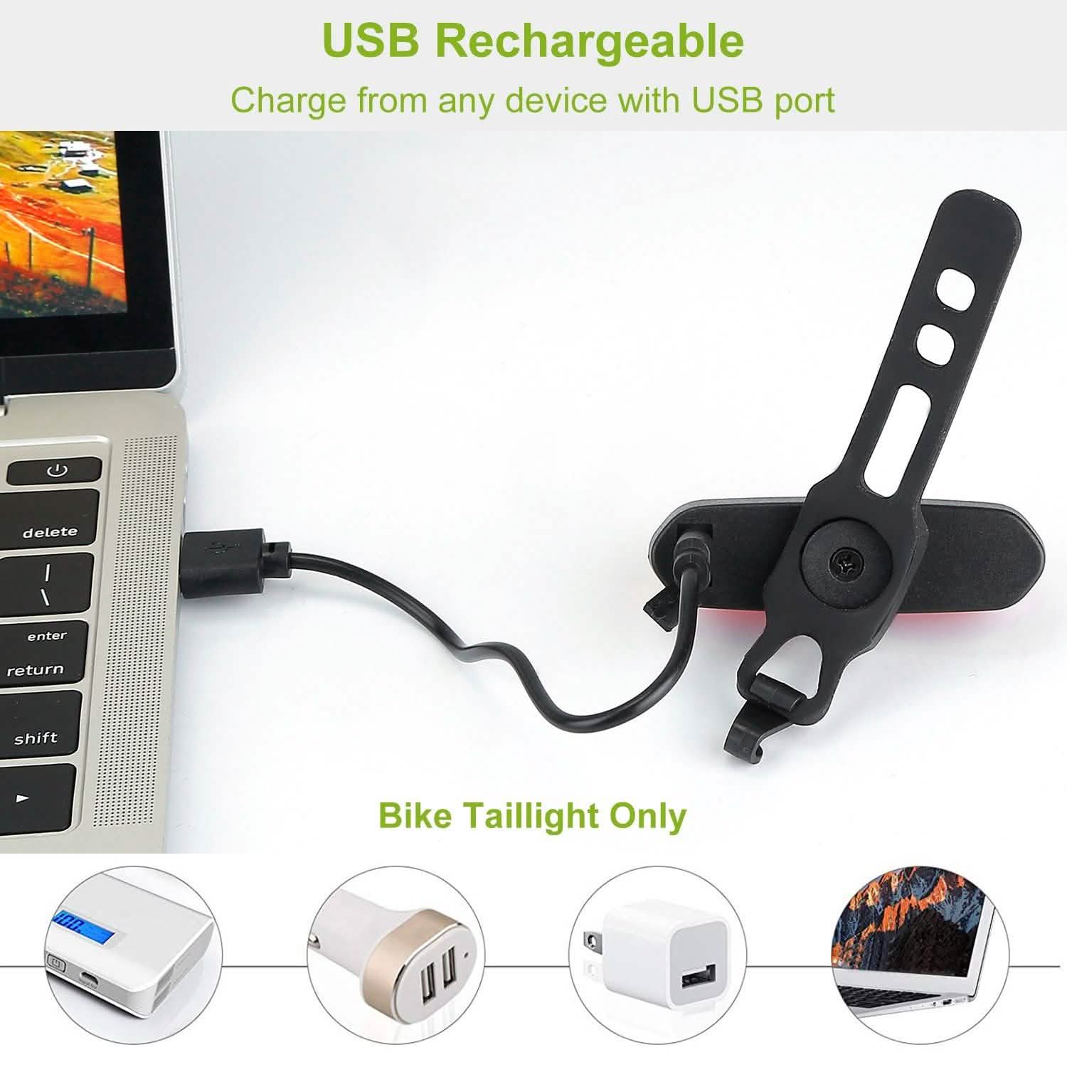 Waterproof USB Rechargeable LED Bicycle Tail Warning Lamp Outdoor Recreation - Tophatter Daily Deals