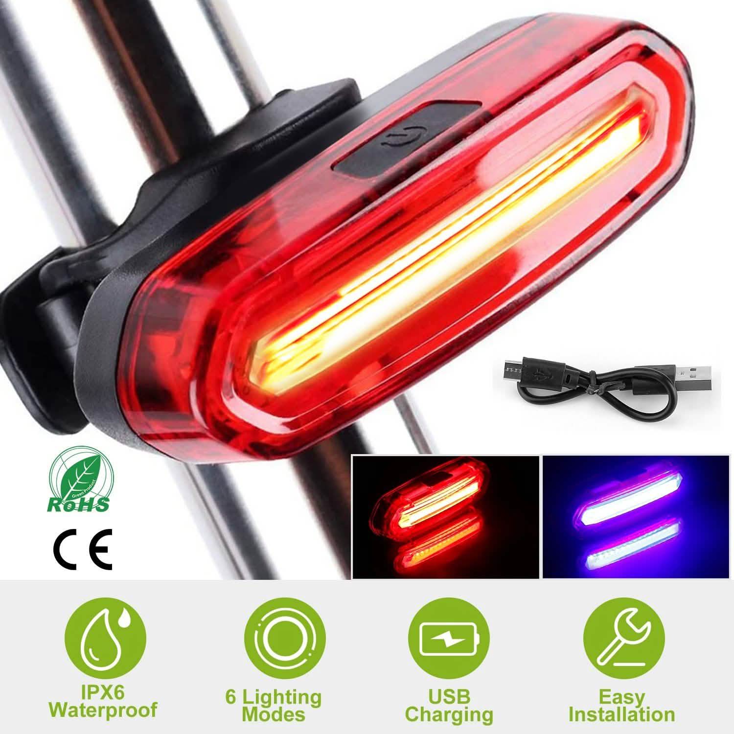 Waterproof USB Rechargeable LED Bicycle Tail Warning Lamp Outdoor Recreation - Tophatter Daily Deals