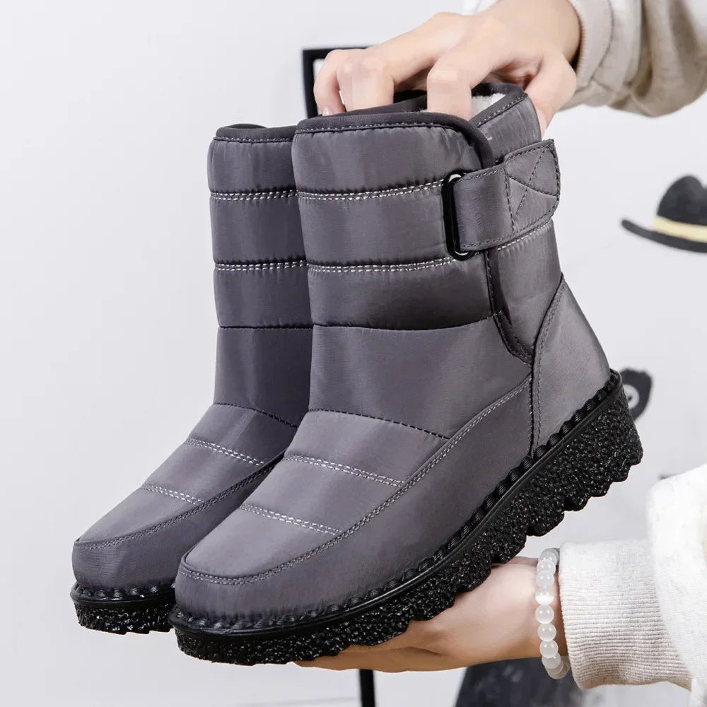Waterproof Winter Boots For Couples Warm Ankle Shoes Gray Boots - Tophatter Daily Deals