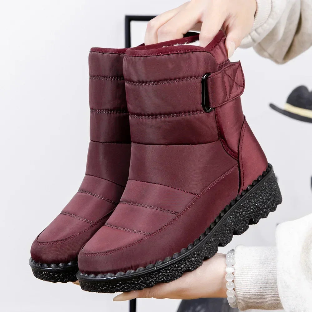 Waterproof Winter Boots For Couples Warm Ankle Shoes Red Boots - Tophatter Daily Deals