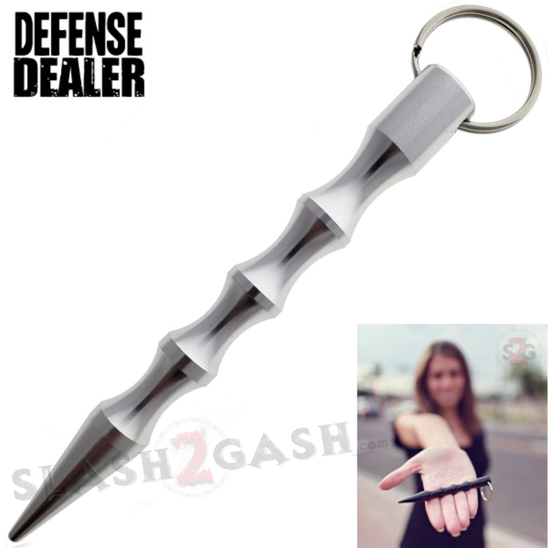Wavy Kubotan Self Defense Stick Keychain Ninja Weapon - Asst. colors Silver - Standard SD-KeyChain - Tophatter Daily Deals