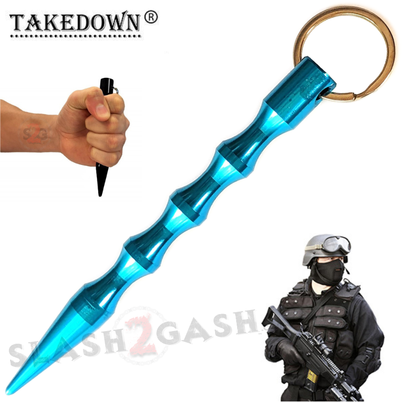 Wavy Kubotan Self Defense Stick Keychain Ninja Weapon - Asst. colors Teal - Standard SD-KeyChain - Tophatter Daily Deals