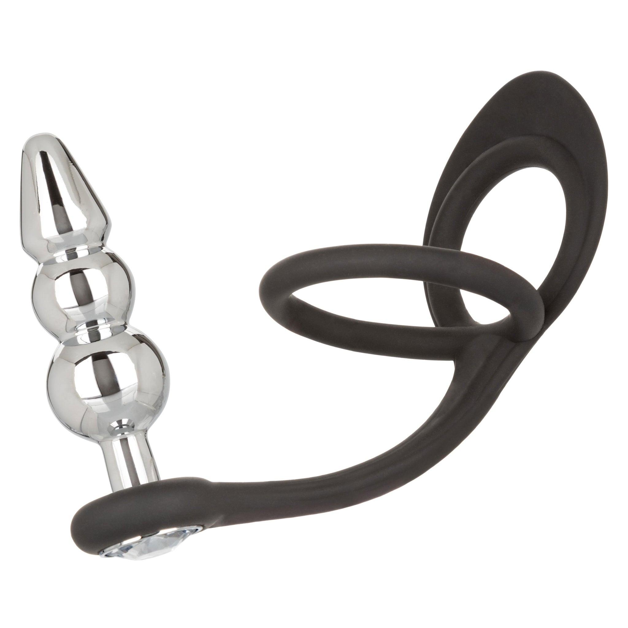 Star Fucker Beaded Plug With Stretchy Black Silicone Dual Enhancer and Silver Metal Probe > Anal Range > Prostate Plugs - Tophatter Daily Deals