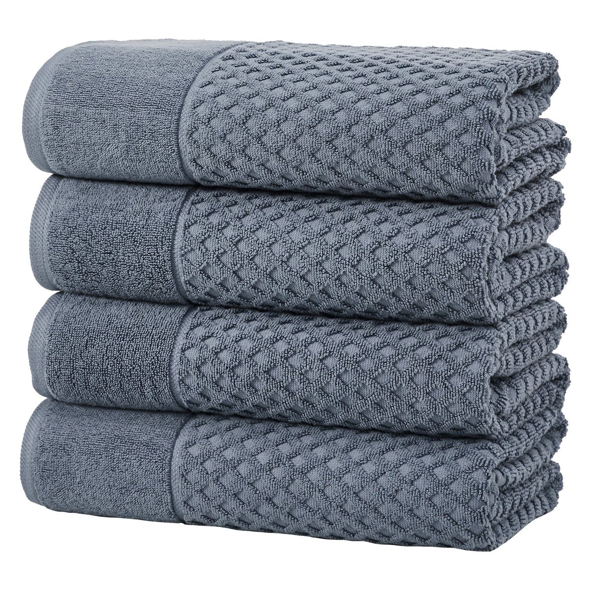 Cotton Diamond Waffle Weave Bath Towel Set - Grayson Collection Bath Towel (Pack of 4) Blue Bath - Tophatter Daily Deals