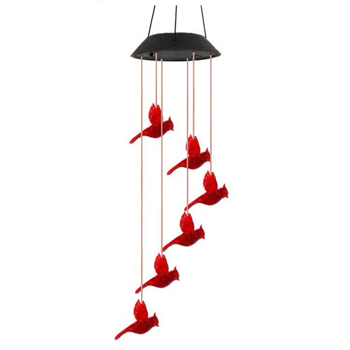 Solar Cardinal Wind Chime with Color Changing LED Lights, 29 Inch Solar Outdoor Lights - Tophatter Daily Deals